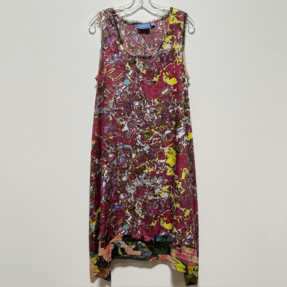 Simply Vera Vera Wang Multicolor Abstract Marble Loose fit Sleeveless Midi Dress